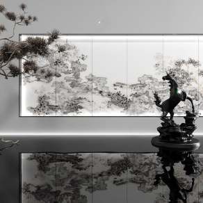 新中式雕塑装置3D模型下载